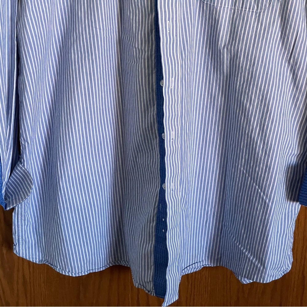Vintage Panhandle Slim Blue Striped Shirt Button Front 1 Pocket Men's Size XXL - Picture 3 of 12